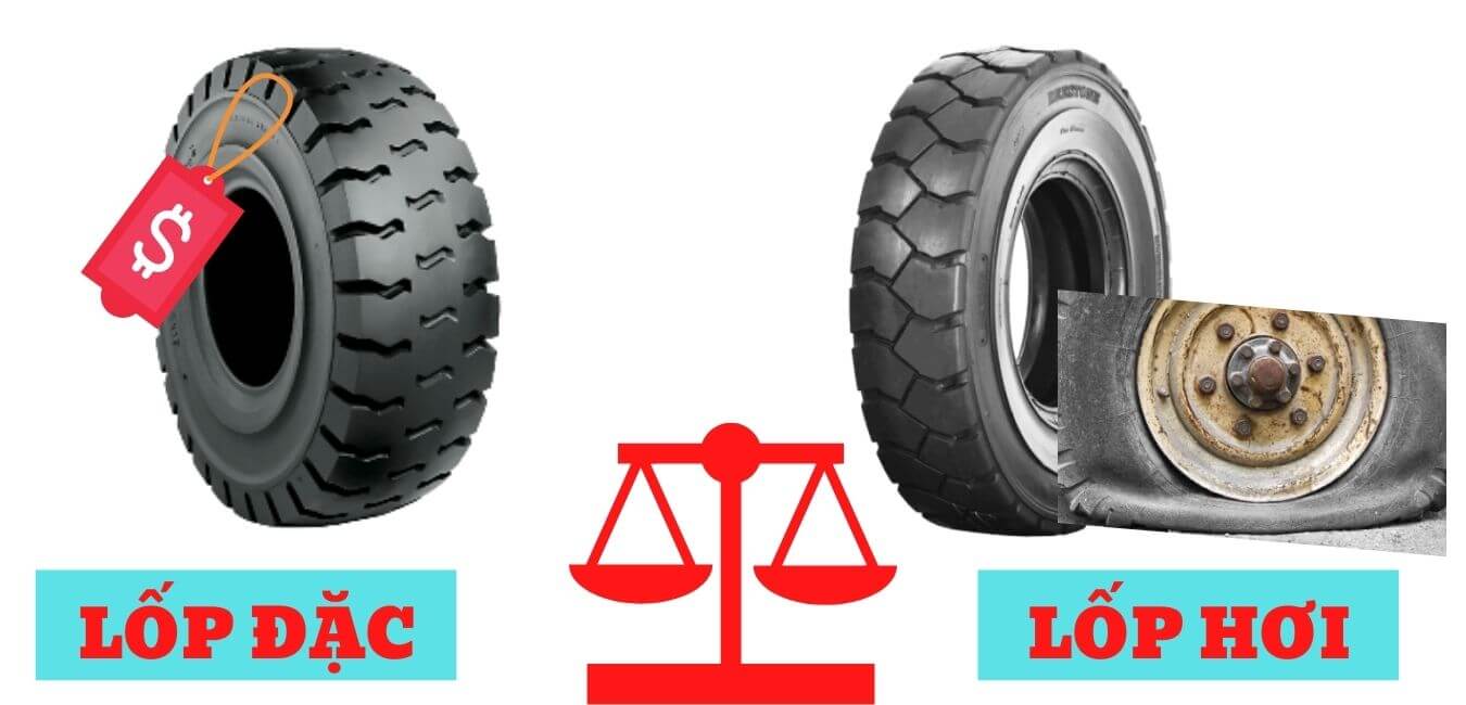 so sánh lốp đặc và lốp hơi xe nâng